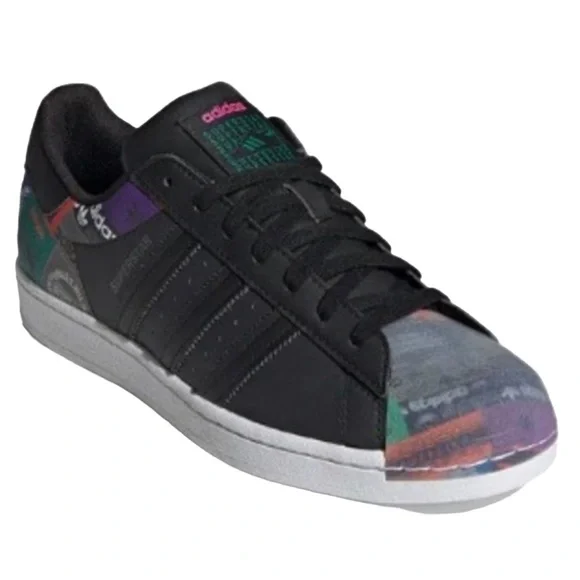 Adidas Originals Men's Superstar Low Top Logo Patchwork Sneakers Size 8